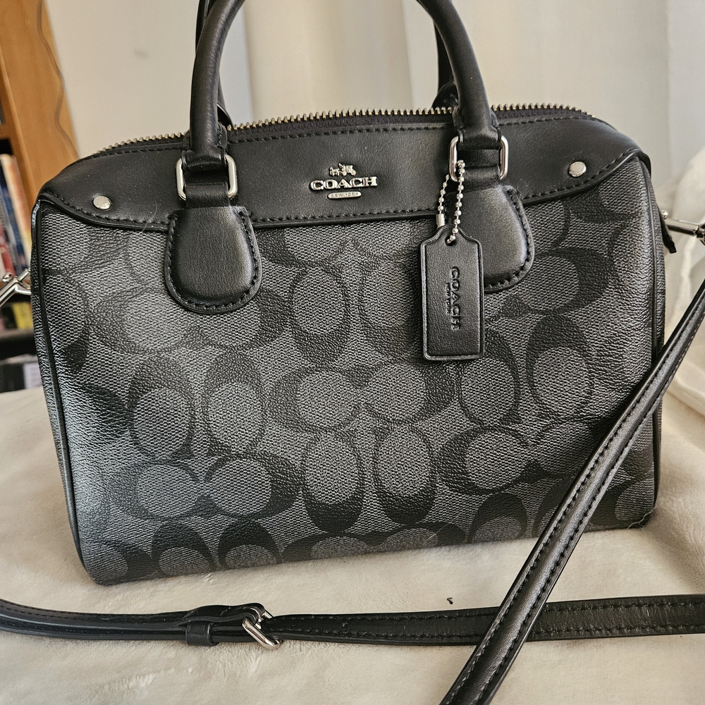 Coach Black and Gray Signature Satchel